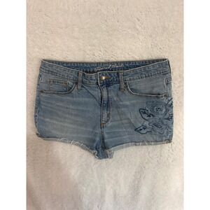 Universal Thread Denim Jean Shorts Blue Floral Embroidered Womens Size‎ 10/30R